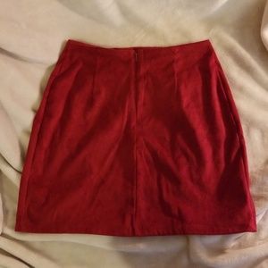 Maroon suede mini skirt